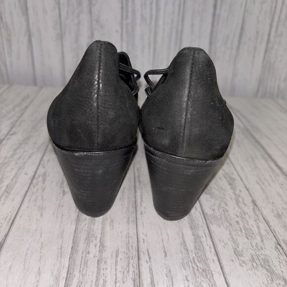 Womens Size 8 Eileen Fisher Nikki Peep Toe Suede Heels Black EUC - Picture 4 of 6